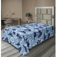thumbnail image 1 of Ambesonne Tropical Flat Sheet, Exotic Palms Cruise Ship, Twin Size, Navy and Violet Blue, 1 of 1