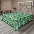 thumbnail image 1 of Ambesonne Tropical Flat Sheet, Flamingos Leaves Pattern, Queen Size, Pale Sky Blue Fern Green, 1 of 1