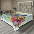 thumbnail image 1 of Ambesonne Tropical Flat Sheet, Flowers Parrots Love, King Size, Multicolor, 1 of 1