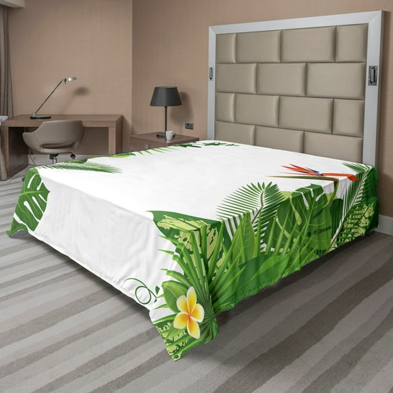 Ambesonne Tropical Flat Sheet, Growth Rainforest, Full Size, Multicolor