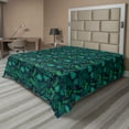 thumbnail image 1 of Ambesonne Tropical Flat Sheet, Leaves Hibiscus Plumeria, Queen Size, Indigo Jade Green, 1 of 1