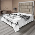 thumbnail image 1 of Ambesonne Tropical Flat Sheet, Lighthouse Island Tree, Full Size, Black White, 1 of 1