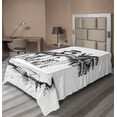 thumbnail image 1 of Ambesonne Tropical Flat Sheet, Lighthouse Island Tree, TwinXL Size, Black White, 1 of 1