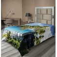 thumbnail image 1 of Ambesonne Tropical Flat Sheet, Ocean Exotic Beach, Twin Size, Cream Blue, 1 of 1