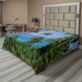 thumbnail image 1 of Ambesonne Tropical Flat Sheet, Ocean Jungle Beauty, King Size, Blue Green, 1 of 1