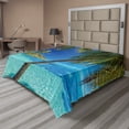 thumbnail image 1 of Ambesonne Tropical Flat Sheet, Palm Trees Sea Beach, California King, Turquoise Blue, 1 of 1