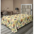 thumbnail image 1 of Ambesonne Tropical Flat Sheet, Pastel Hibiscus Flowers, Twin Size, Pale Yellow Multicolor, 1 of 1