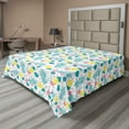 thumbnail image 1 of Ambesonne Tropical Flat Sheet, Pineapples Hawaiian Art, Full Size, Petrol Blue Yellow Pink, 1 of 1