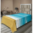 thumbnail image 1 of Ambesonne Tropical Flat Sheet, Sandy Beach Ocean, Twin Size, Sand Brown Sky Blue, 1 of 1