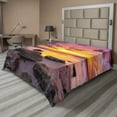 thumbnail image 1 of Ambesonne Tropical Flat Sheet, Sunset Idyllic Beach, Queen Size, Mauve Salmon Lilac, 1 of 1