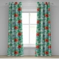 thumbnail image 1 of Ambesonne Tropical Grommet Curtain, Aquarelle Botany Hibiscus, 50"x84", Dark Coral Shamrock Green, 1 of 1