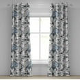 thumbnail image 1 of Ambesonne Tropical Grommet Curtain, Modern Lily Flowers Grunge, 50"x84", Black White and Pale Sky Blue, 1 of 5