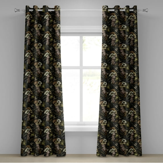 Ambesonne Tropical Grommet Curtain, Mysterious Woman Jungle, 50"x84", Dark Green Pale Caramel