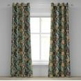 thumbnail image 1 of Ambesonne Tropical Grommet Curtain, Overlapped Exotic Plot, 50"x108", Pastel Brown and Grey Teal, 1 of 1