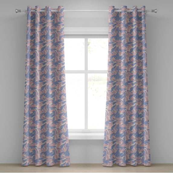 Ambesonne Tropical Grommet Curtain, Palm Leaves Soft Tones, 50" x 120", Pale Pink Blue Cream