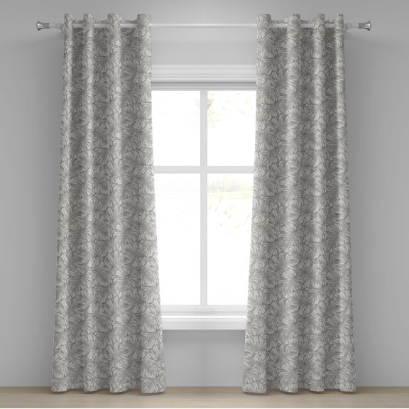 Ambesonne Tropical Grommet Curtain, Rainforest Giant Leaves, 50" x 96", Grey Dust