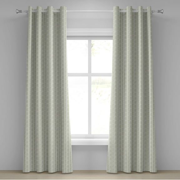 Ambesonne Tropical Grommet Curtain, Tree Branches Silhouettes, 50" x 120", Eggshell White