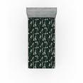 thumbnail image 1 of Ambesonne Tropical Jungle Fitted Sheet, Floral Pattern Boho, Twin XL Size, Off White Forest Green, 1 of 5
