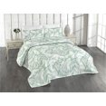 thumbnail image 1 of Ambesonne Tropical Jungle Quilted Bedspread Set 3 Pcs, Dreamy Floral Aura, King, Almond Green Sea Green, 1 of 4