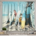 thumbnail image 1 of Ambesonne Tropical Kitchen Curtains, Beach Surfboards Print, 55"x30", Soft Blue and Pale Yellow, 1 of 3