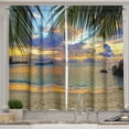 thumbnail image 1 of Ambesonne Tropical Kitchen Curtains, Exotic Beach Photo, 55"x39", Multicolor, 1 of 3
