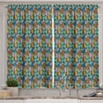 thumbnail image 1 of Ambesonne Tropical Kitchen Curtains, Exotic Scattered Leaves, 55"x30", Earth Yellow and Petrol Blue, 1 of 3