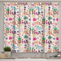 Ambesonne Tropical Kitchen Curtains, Hawaiian Elements Flowers, 55"x24", Multicolor