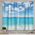 thumbnail image 1 of Ambesonne Tropical Kitchen Curtains, Hawaiian Seascape, 55"x45", Turquoise White, 1 of 3