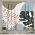 thumbnail image 1 of Ambesonne Tropical Kitchen Curtains, Monstera Leaf Minimal Art, 55"x39", Dark Tan and Pale Blue, 1 of 1