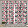thumbnail image 1 of Ambesonne Tropical Kitchen Curtains, Palm Monstera Hibiscus Art, 55"x45", Pastel Pink and Dark Teal, 1 of 3