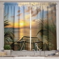 thumbnail image 1 of Ambesonne Tropical Kitchen Curtains, Palms Sunset Scenery, 55"x45", Multicolor, 1 of 3