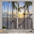 thumbnail image 1 of Ambesonne Tropical Kitchen Curtains, Paradise Beach Palms, 55"x39", Multicolor, 1 of 3