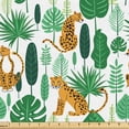 thumbnail image 1 of Ambesonne Tropical Leaf Fabric by the Yard Upholstery, Jungle Scene Leopard, 5 Yards, Hunter Green and Earth Yellow, 1 of 5