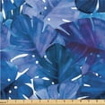 thumbnail image 1 of Ambesonne Tropical Leaves Fabric by the Yard Upholstery, Art Retro Monstera, 5 Yards, Dark Lavender Indigo, 1 of 1