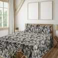 thumbnail image 1 of Ambesonne Tropical Leaves Fitted & Flat Sheet with Shams 4 Pcs Set, Boho Jungle Exotic, Queen, White Charcoal Grey, 1 of 5