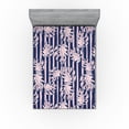 thumbnail image 1 of Ambesonne Tropical Leaves Fitted Sheet, Art Dreamy Monstera, Queen Size, Pale Pink Indigo, 1 of 5