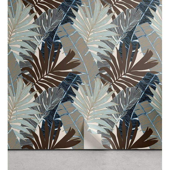 Ambesonne Tropical Leaves Peel & Stick Wallpaper for Home, Aloha Vibes Leaf, 13"x36", Almond Green Warm Taupe