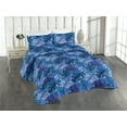 thumbnail image 1 of Ambesonne Tropical Leaves Quilted Bedspread Set 3 Pcs, Art Retro Monstera, Queen, Dark Lavender Indigo, 1 of 4