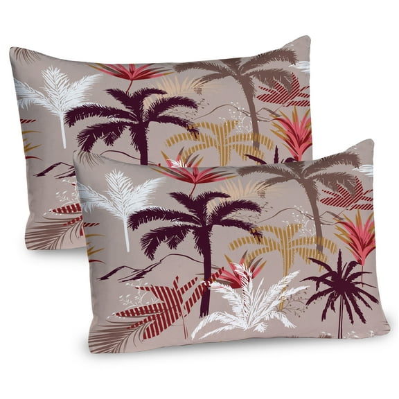 Ambesonne Tropical Palm Pillow Sham 2 Pack, Exotic Forest Pattern, 30"x20", Multicolor