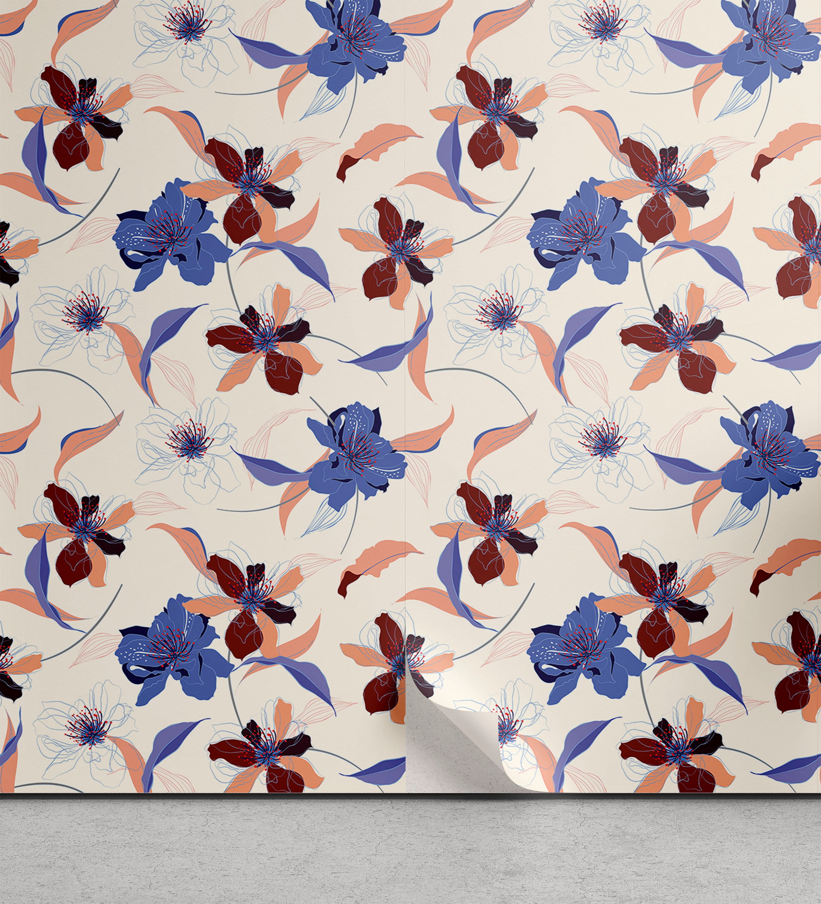 Ambesonne Tropical Peel & Stick Wallpaper for Home, ContinuousLine