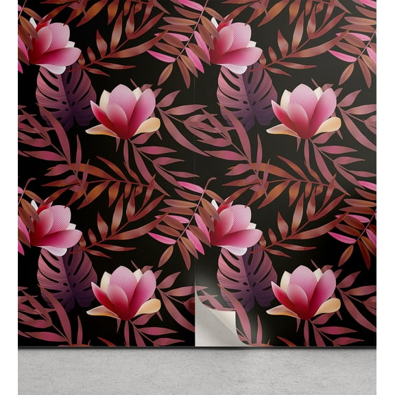 Ambesonne Tropical Peel & Stick Wallpaper for Home, Exotic Fashion Art Dream, 13"x100", Dried Rose Pale Ruby