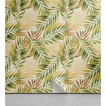 Ambesonne Tropical Peel & Stick Wallpaper for Home, Exotic Hand-Drawn Pattern, 13"x36", Pale Orange and Fern Green