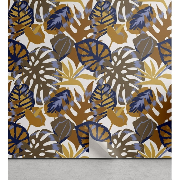 Ambesonne Tropical Peel & Stick Wallpaper for Home, Flamingo Flower Exotic Art, 13"x72", Dark Orange and Quartz