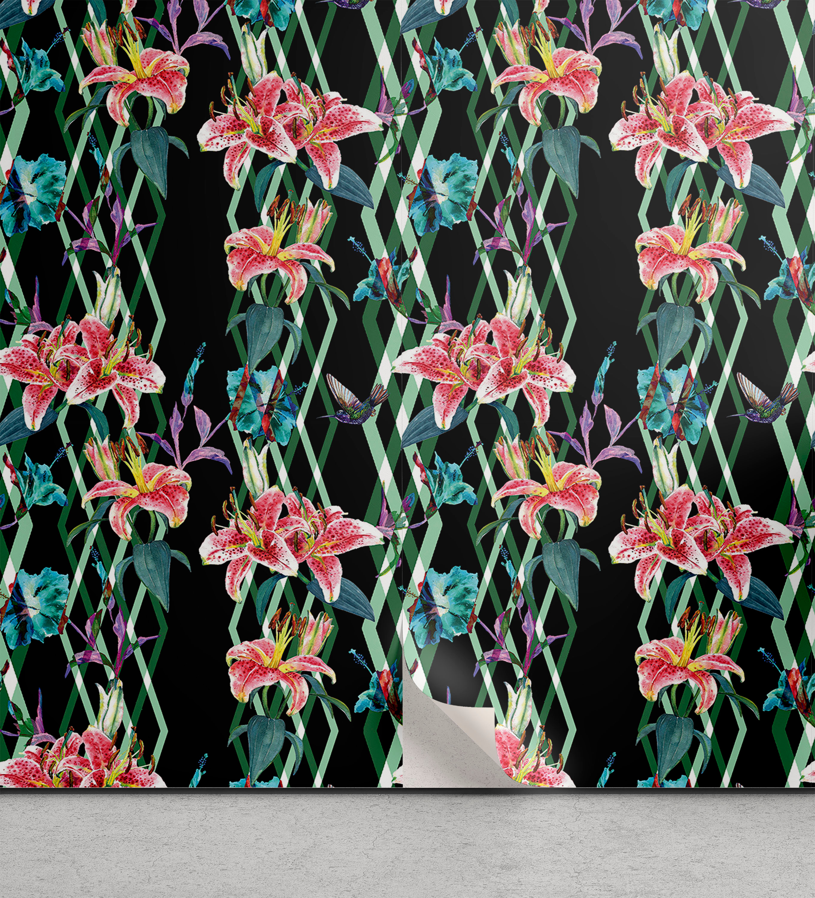 Ambesonne Tropical Peel & Stick Wallpaper for Home, Lily Hibiscus ...