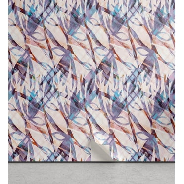 Ambesonne Tropical Peel & Stick Wallpaper for Home, Overlapping Strelitzia Art, 13"x72", Sky Blue and Pale Lavender