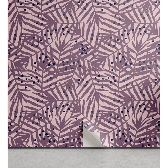 Ambesonne Tropical Peel & Stick Wallpaper for Home, Silhouette Jungle Foliage, 13"x72", Mauve Taupe and Pale Rose