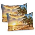 thumbnail image 1 of Ambesonne Tropical Pillow Sham 2 Pack, Exotic Sandy Beach, 30"x20", Cream Blue, 1 of 3