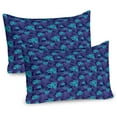 thumbnail image 1 of Ambesonne Tropical Pillow Sham 2 Pack, Floral Leaf Dark Night, 26"x20", Purple and Aqua, 1 of 3