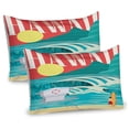 thumbnail image 1 of Ambesonne Tropical Pillow Sham 2 Pack, Hawaii Holiday Coast, 36"x20", Sand Teal, 1 of 3