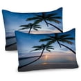 thumbnail image 1 of Ambesonne Tropical Pillow Sham 2 Pack, Sunset Beach Thailand, 30"x20", Blue Black Pale Pink, 1 of 3